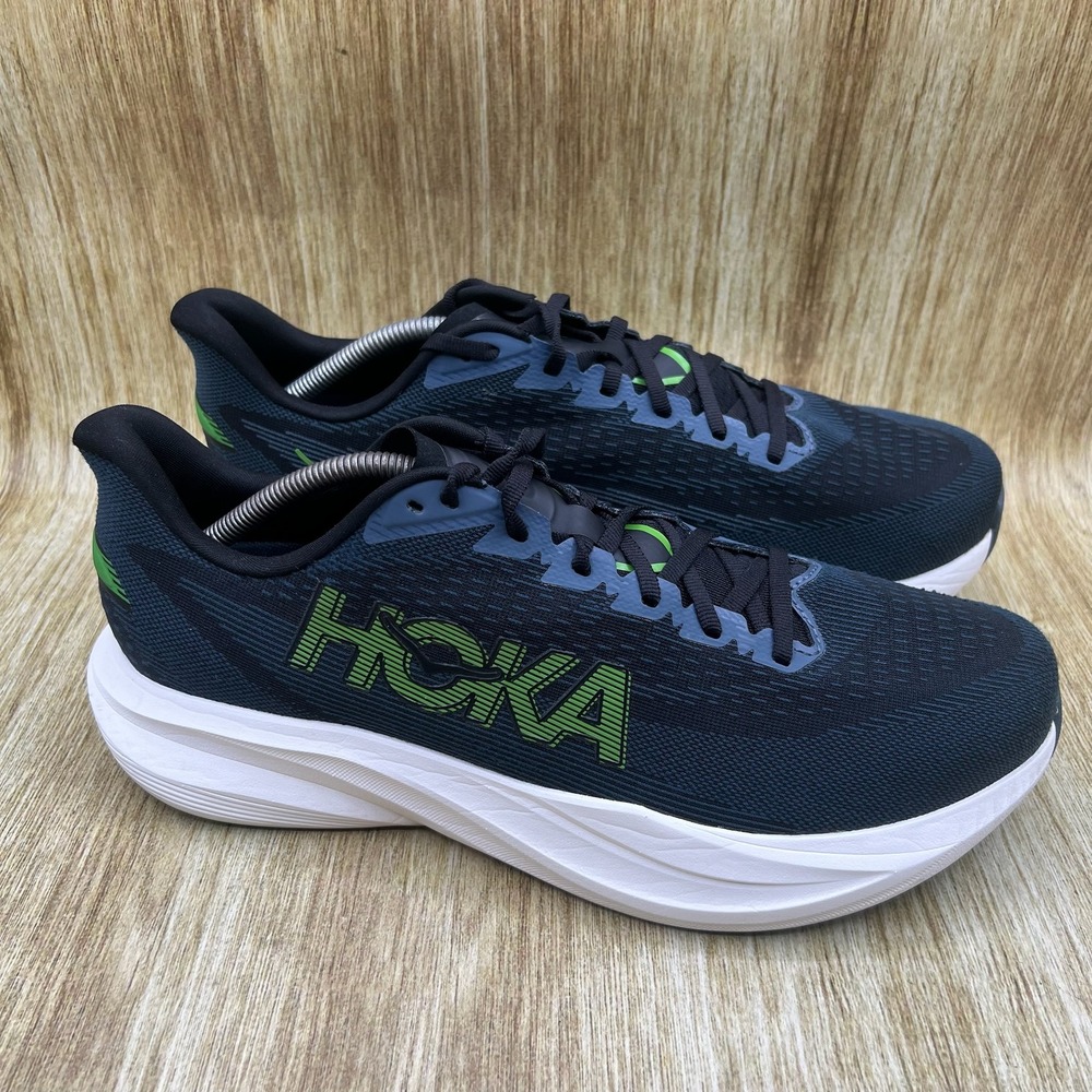 Hoka One One Mach 7 Running Shoes Men's Size 12 2E Wide Black Green 1171905-VFD